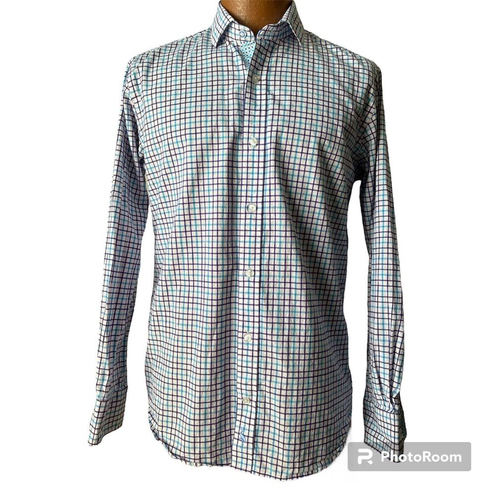 Men's Tailorbyrd  Plaid Button Down Shirt Long Sleeve Size Medium‎  EUC